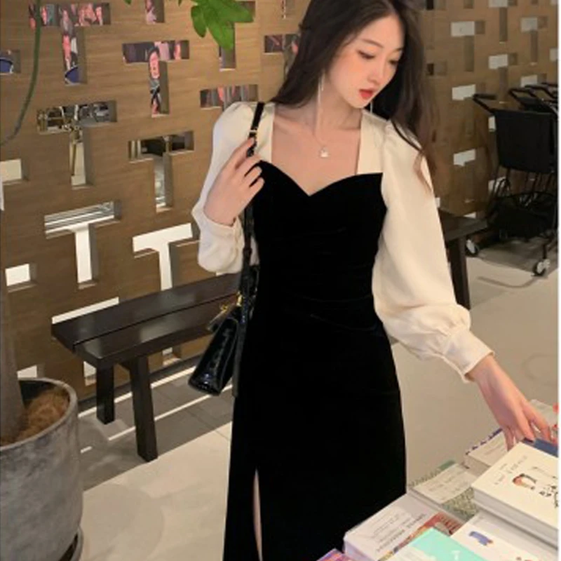 Office Lady Style Sexy Dress 2022 Autumn Elegant High Quality Slim Fit Sweetheart Neck One-Piece