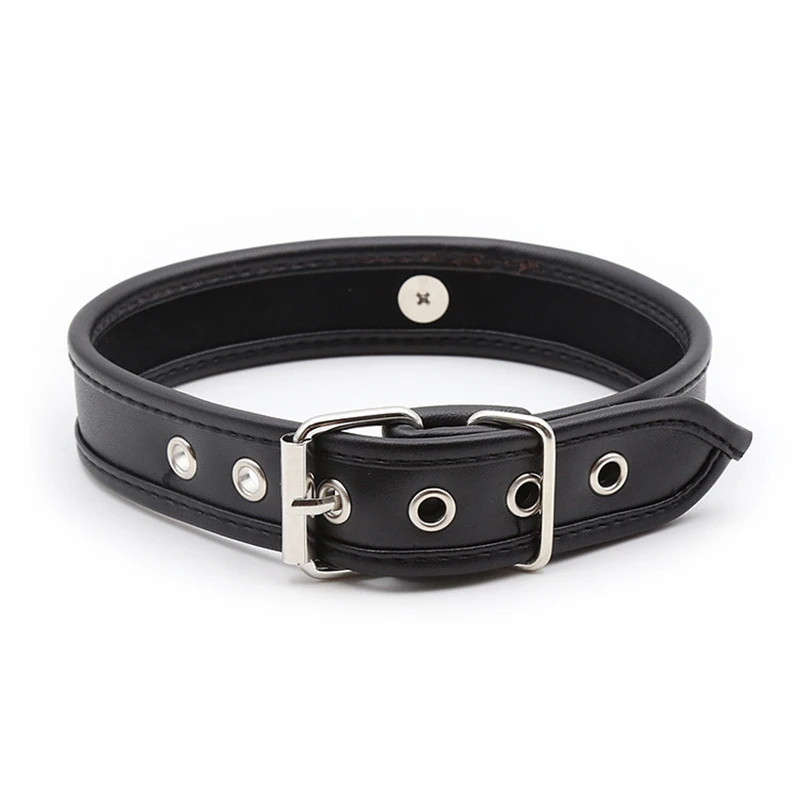 Fetiche para hombres y mujeres, Collar de cuero PU ajustable, ataduras de Bondage BDSM, Collar sexual