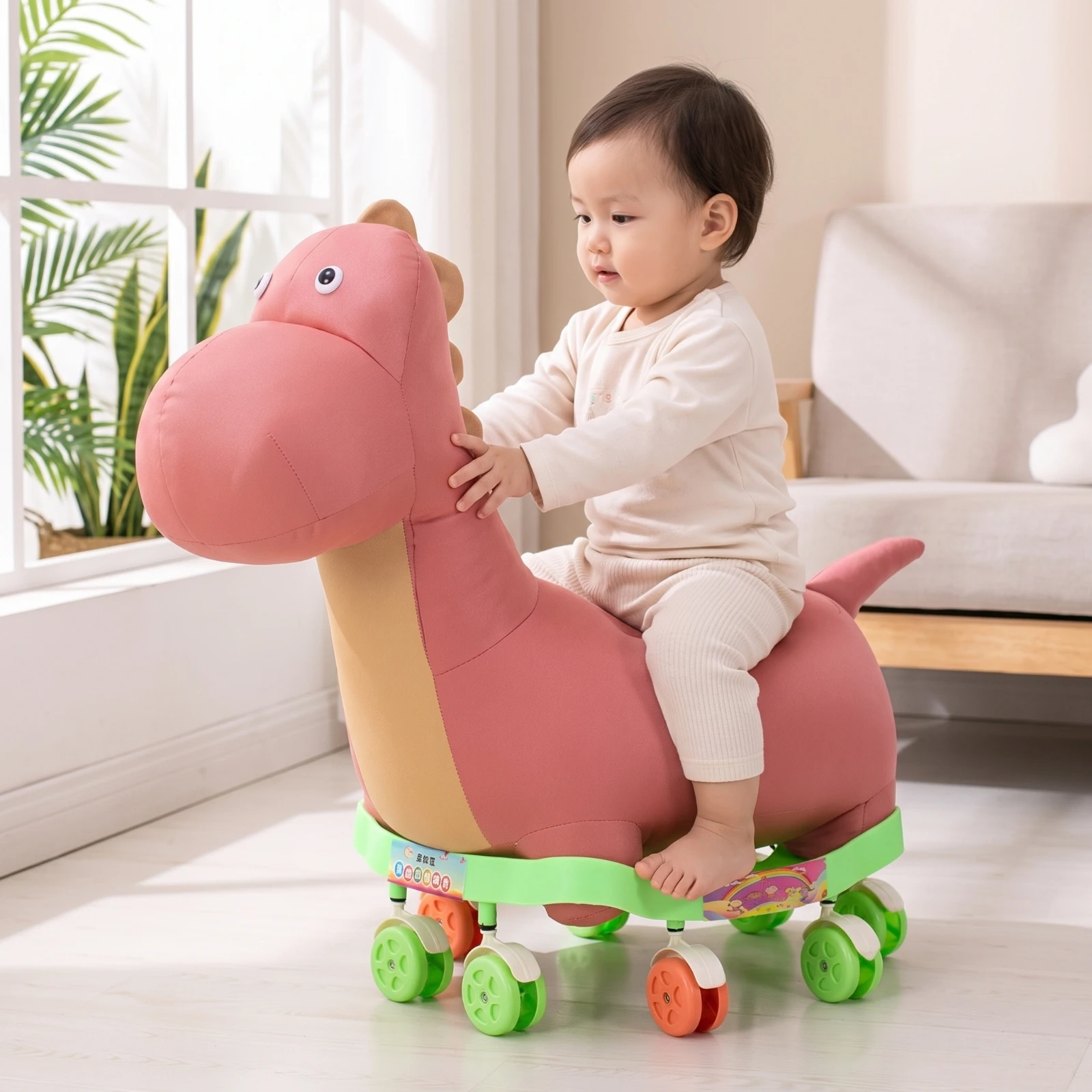 Cushy Rolling Seat Comfortable Padded Rolling Stool Upholstered Stool with Wheels Low-Height Furniture Cushioned for Children view 4