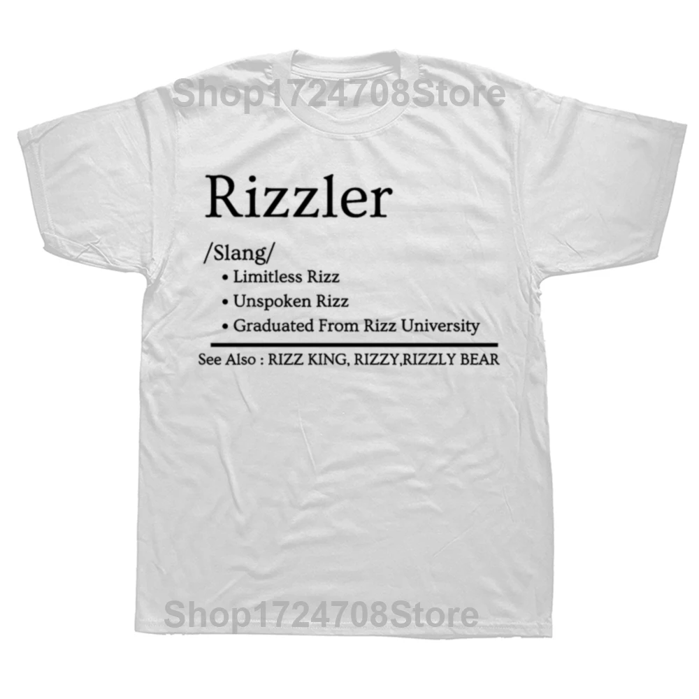 The Rizzler Definition T Shirt Funny Rizz Meme Quote Y2k T-shirts For Men Women Casual 100% Cotton Summer Unisex Tops EU Size