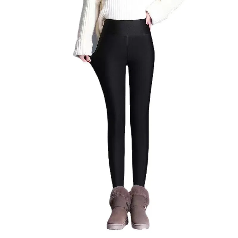 Glossy pants super thick imitation lamb cashmere artificial velvet leggings winter warm pants