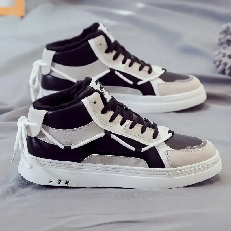 

2025 Spring Autumn New High Top Lace Up Men's Shoes Korean Trendy Youth Student Versatile Casual Sports Skate Shoes Mid Top