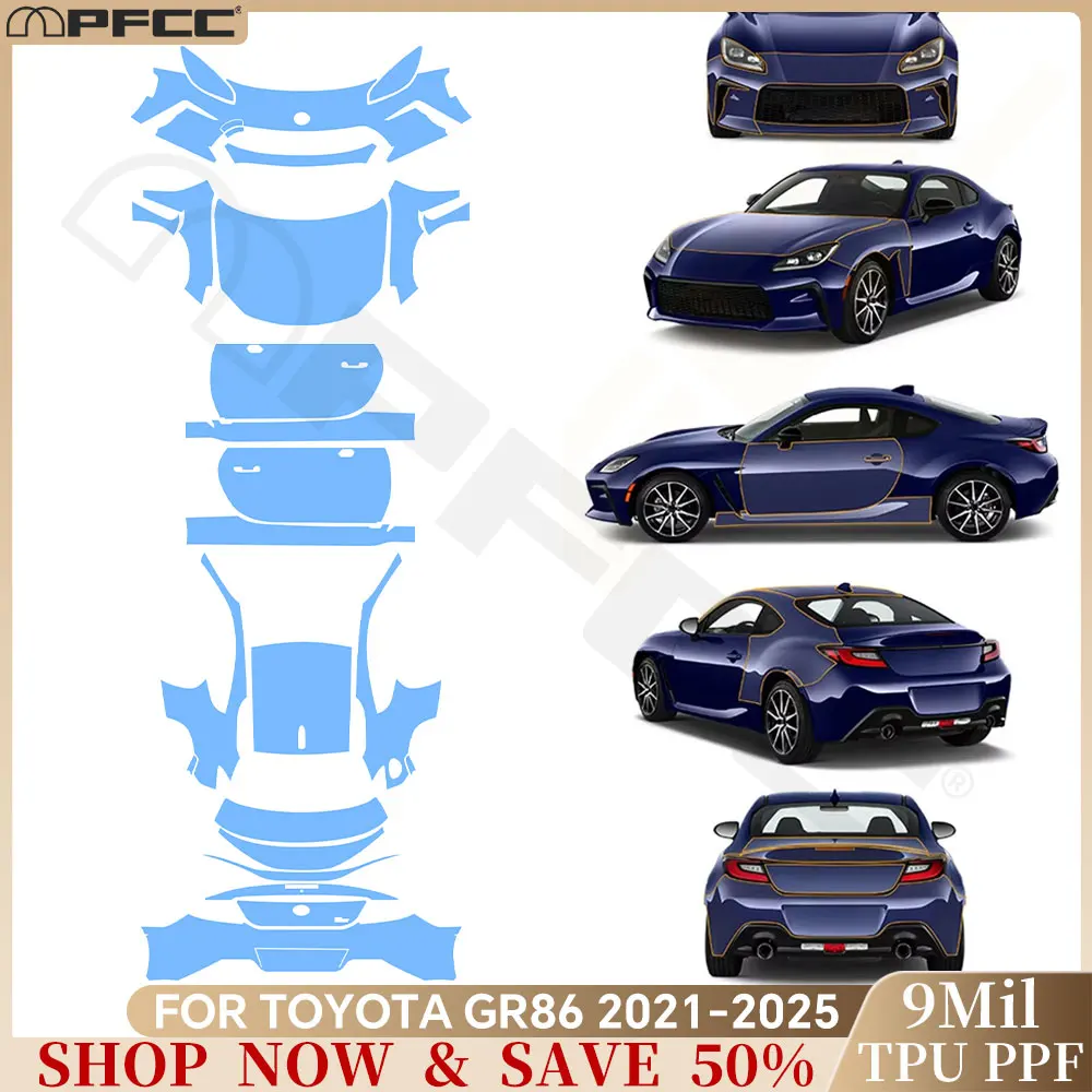 

For Toyota GR86 2021 2022 2023 Pre-cut PPF 9Mil TPU Paint Protection Film Car Body Clear Anti-scratch Invisible Resistant Kit