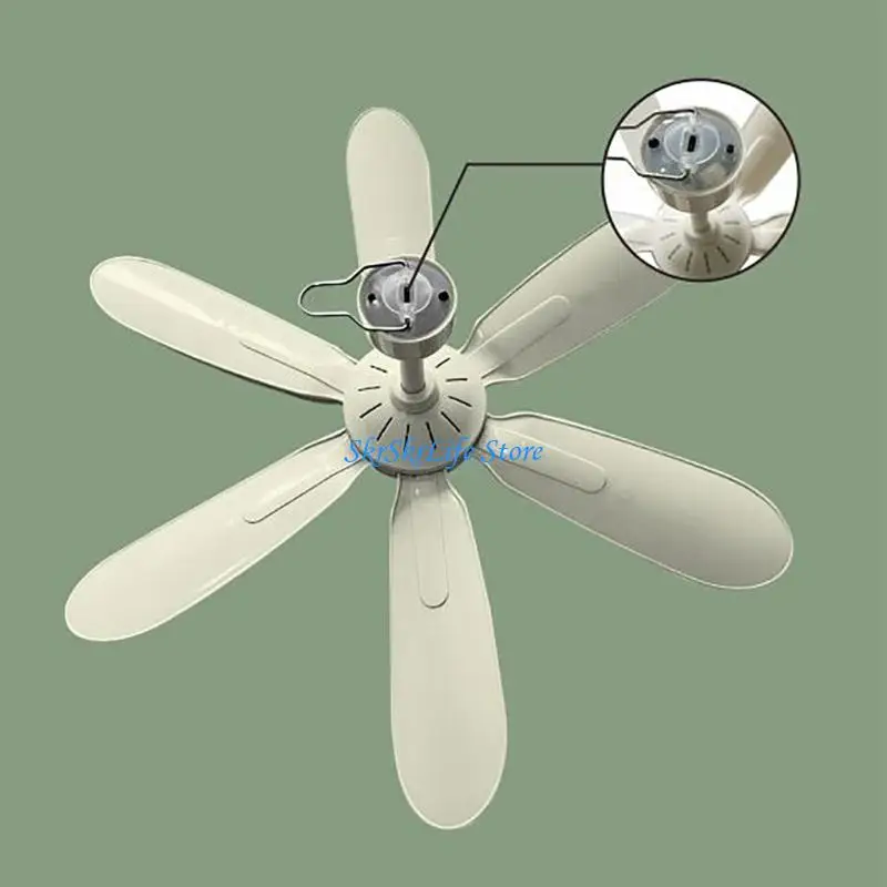E65E Silents USB Powered Hanging Fan With Remote Adjustable 6 Speeds Timer Function For Small Space