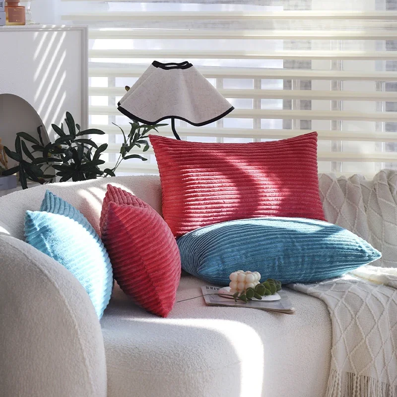 

Blue/Pink Cushion Covers Super-Soft Striped Velvet Corduroy Home Decor Pillow 30x50cm Nordic Cover for Sofa Pillow Case