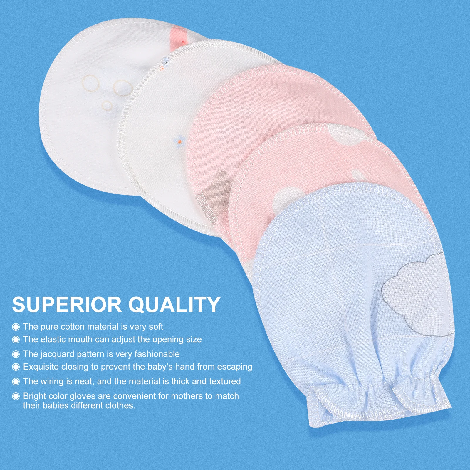 5 쌍 신생아 보호 장갑 면화 아기 장갑 안티 스크래치 핸드 커버 유아를위한 통기성 수분 흡수