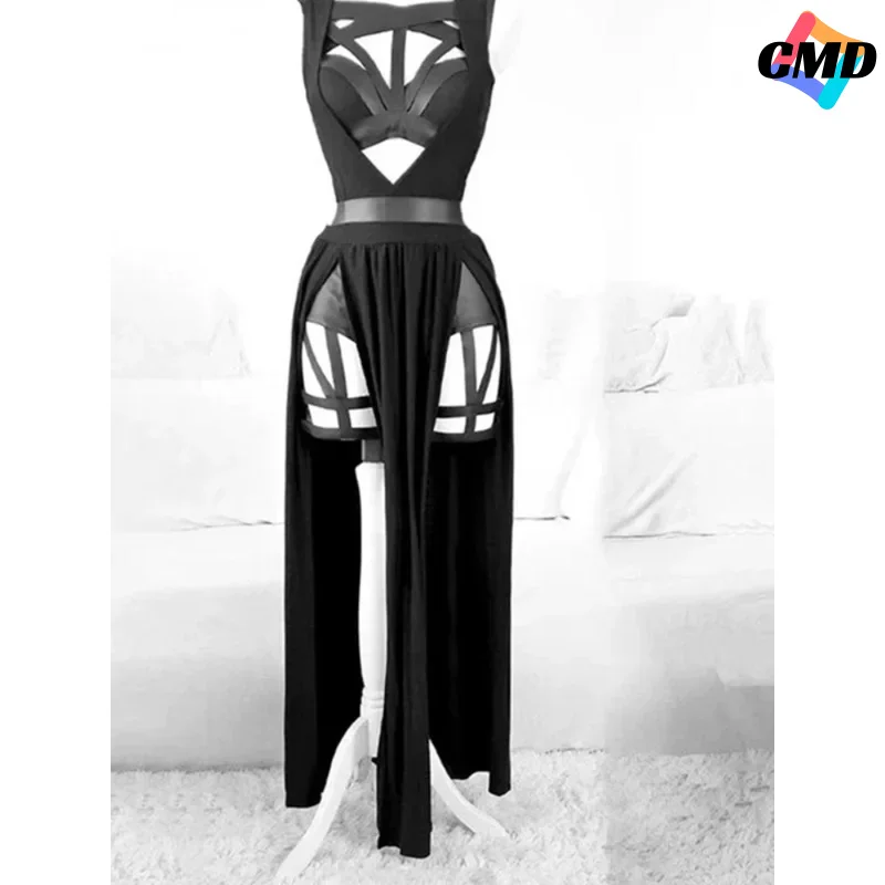 كوس خمر القوطية نادي مثير الصيف دعوى المرأة أكمام الأسود مشد المحاصيل الأعلى ضمادة السروال شبكة سبليت تنورة 3 قطعة مجموعات