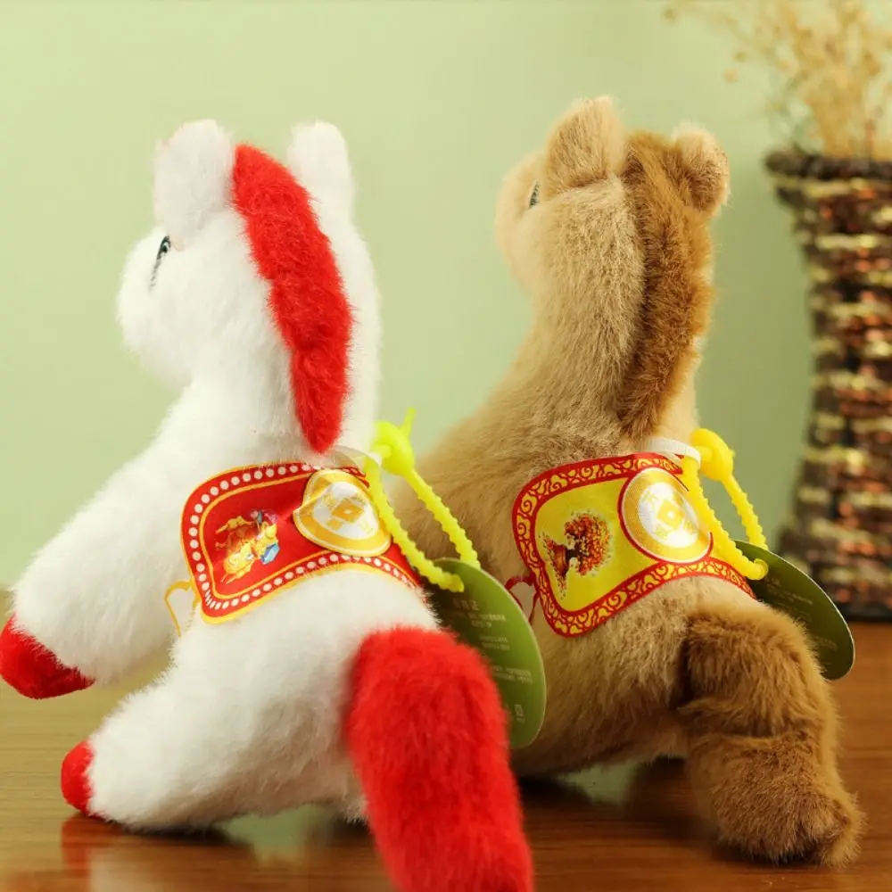 Peluche Cavallo Peluche Bambola Morbido Anno del Cavallo Mascotte Peluche Cavallo Ciondolo Appeso Decor Portachiavi Pony dai capelli lunghi