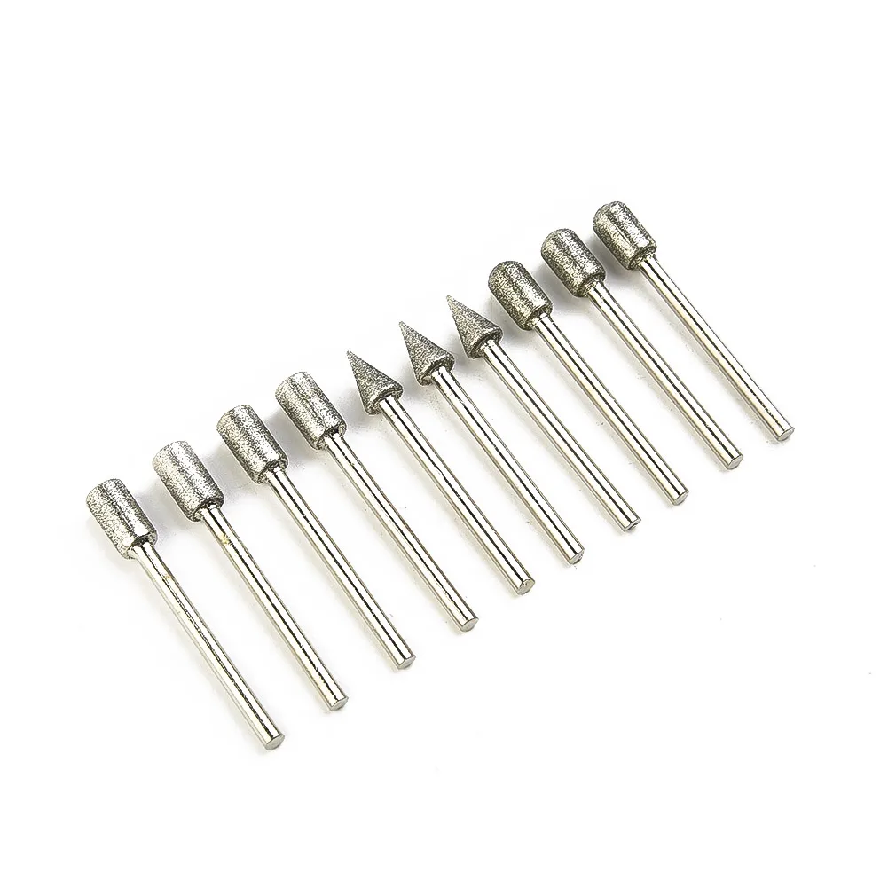 3mm shank Burr Drill Bits Carving Ceramics Supplies Tile 120 Grit 20pcs Cutting Diamond Electroplated Grinding