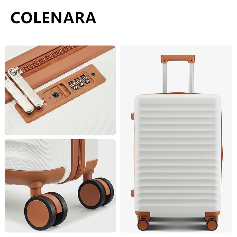 COLENARA Women's Luggage Large Capacity Trolley Case Three-piece ABS + PC Boarding Box Cart Type Travel Bag Men's Suitcase