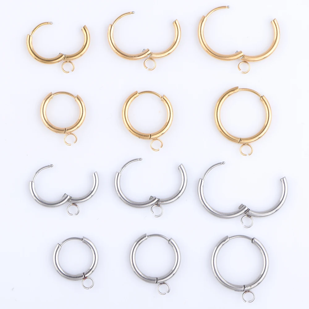 20pcs/lot Stainless Steel Earring Hooks With Loop Round Ear Post With Open Jump Ring for DIY Dangle Charm Earring Making