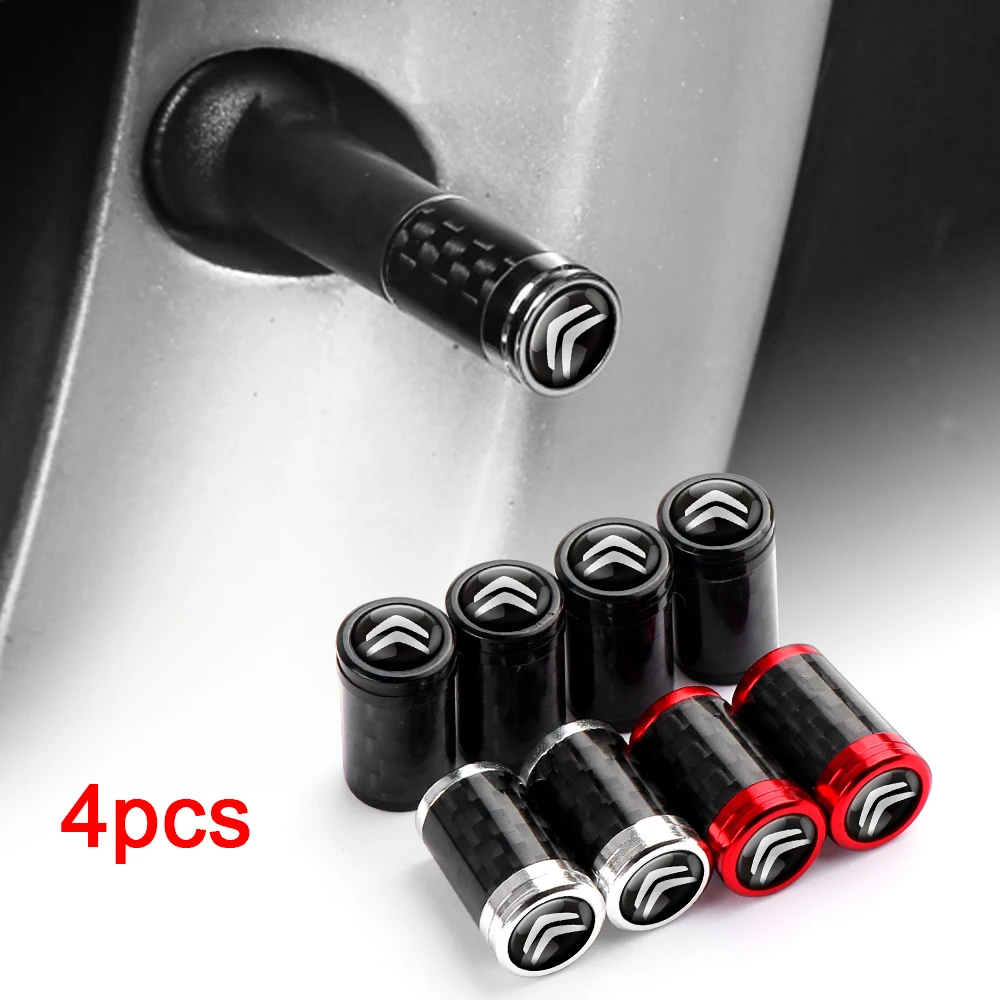 4pcs Metal Carbon Fiber Car Tire Valve Cap Dust Cap Rim Accessories For Citroen C1 C2 C3 Grand C4 Picasso C4L VTS C-ELYSEE DS C6