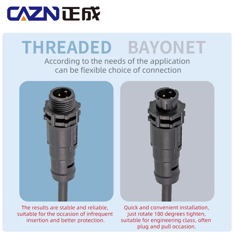Waterproof E7 Overmolded Plug Bayonet 2 3 4 5 6Pins Straight Angled Male Female Plug With Cable PVC 1Meter Un-Shiled