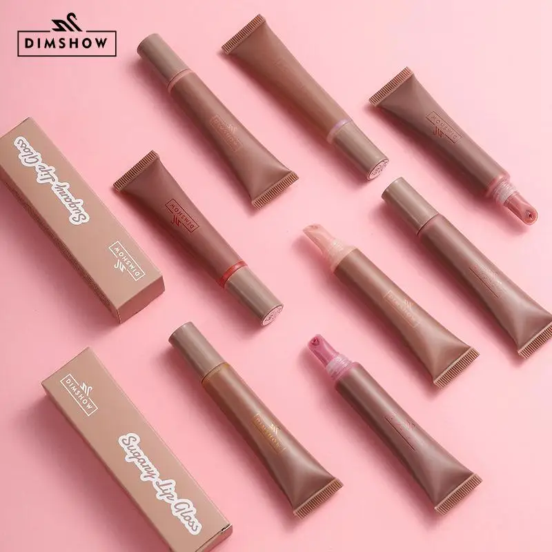 Bálsamo Labial Humectante de Larga Duración en Gel Líquido, Esencia para el Cuidado de Labios con Aroma a Café y Frambuesa, Regalo para el Día de San Valentín