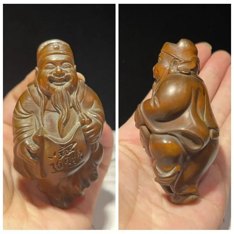 Rare Chinese Boxwood Wooden Statue Statuette modern sculpture thinking man Art