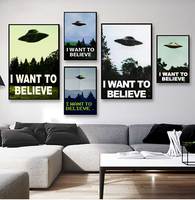 DLKKLB Vintage Classic Movie The Poster I Want To Believe Poster Bar Cafe Home Kraft Paper Decorative paintings Wall Sticker