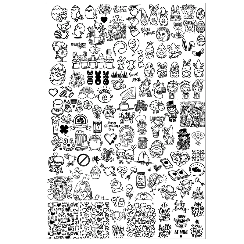 Halloween Nail Stamping Plates Valentine's Day Flowers Cartoon Animals Nail Art Plates Stainless Steel Nail Art Plate Stencil