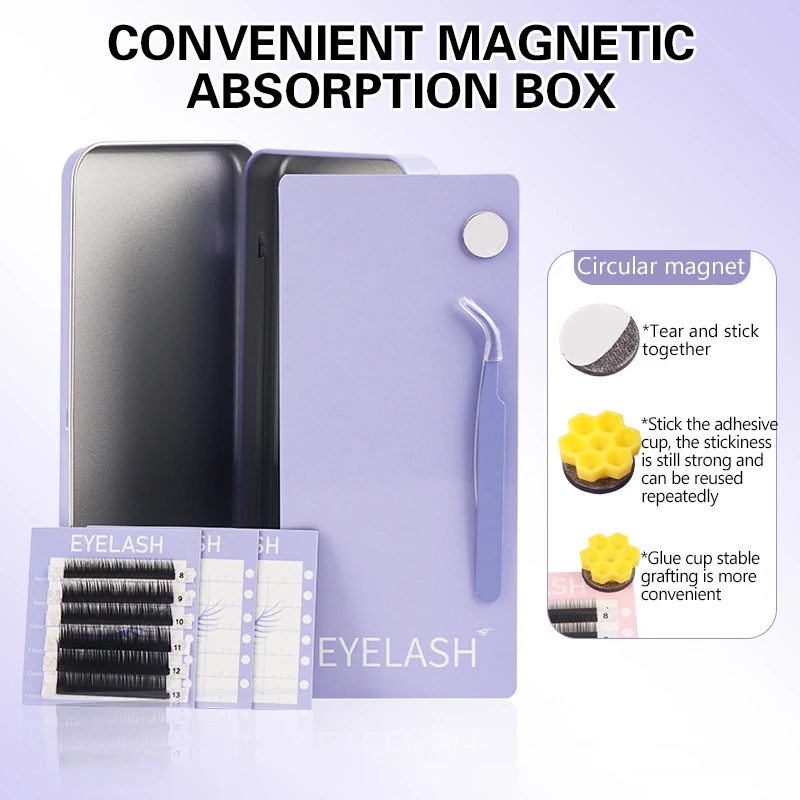 Empty Magnetic False Eyelash Storage Box With Diskettes Tweezers False Eyelash Holder Case Container Travel Pallet Lash Holder