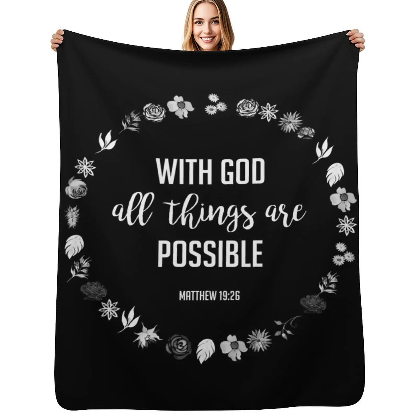 

Christian Quote Throw Blanket Lightweight Warm Blanket for Travel Camping