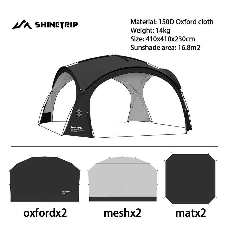 ShineTrip Multi Functional Outdoor Large Camping Tent Equipment Rainproof and Sunscreen Tent Spherical Sunshade Camping Tent