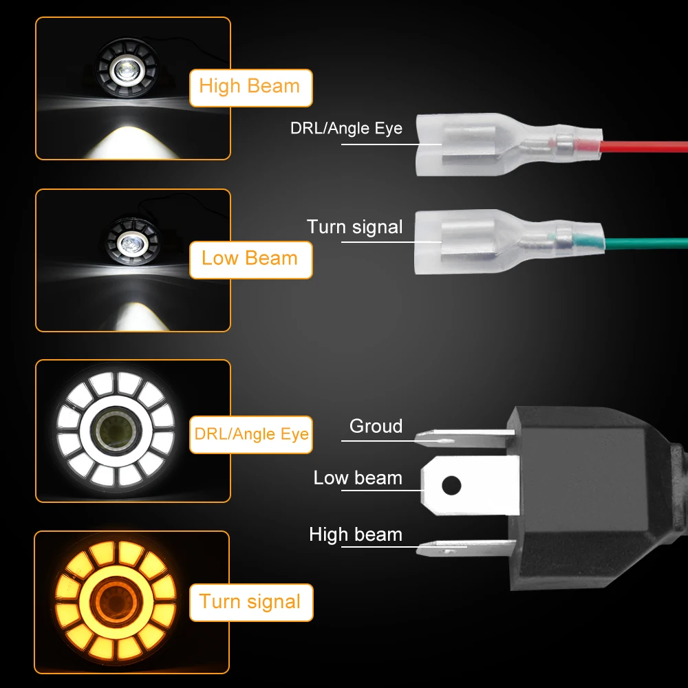 Luces Led antiniebla de 5,75 pulgadas para motocicleta, iluminación de conducción nocturna, Bombilla de Faro, 200W, 6000k, Hyundai Kona, 1 unidad