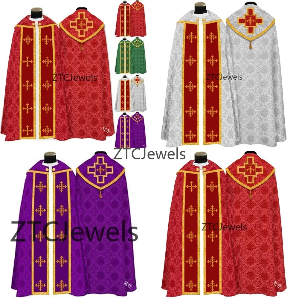 

Medieval Priest Cloak Costume Unisex Cosplay Robe Vintage Printed Ceremonial Robe for Stage Performance