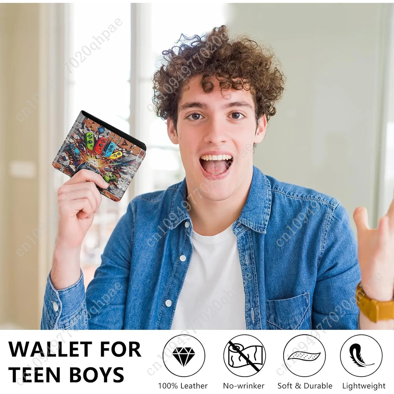 Kids Wallet for Boys, Cool Wallets for Teen Son Ages 4 5 6 7 8 9 10 11 12 13 14 15 16, Leather Bifold Purse for Kid, Christmas B