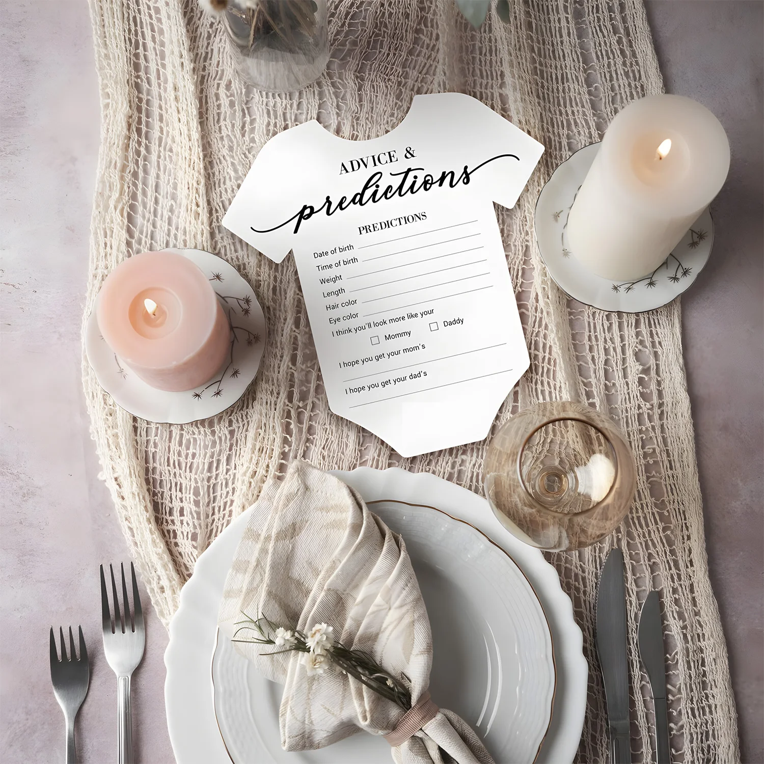 50 قطعة من بطاقات استحمام الطفل باللون الأبيض من نيسيي، نصيحة وتنبؤ على الوجهين، تكشف عن الجنس البسيط، هدايا الحفلات لـ 50 ضيفًا