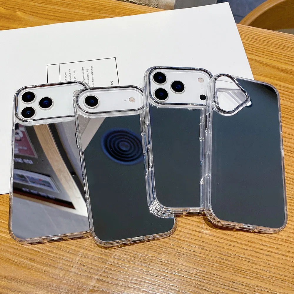 Luxury Plating Make Up Mirror Phone Case For iPhone 16 15 14 13 12 11 Pro Max XR X XS 17 17AIR 17 Pro Max Hard Acrylic Cover