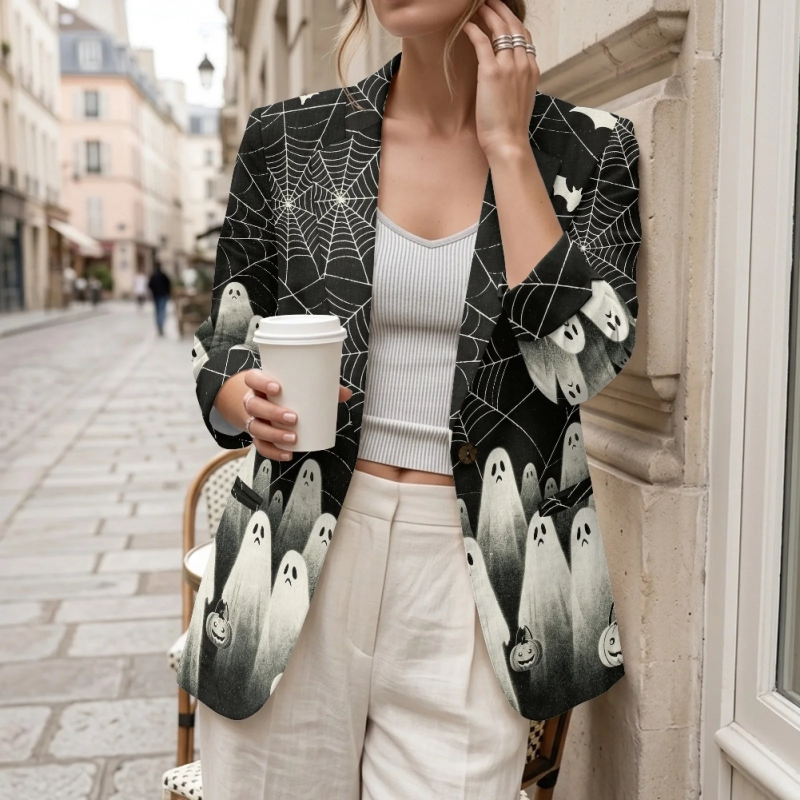 PENSTROLL Halloween Casual Outerwear for Women Linen Like Cover Up Cardigans Beach Coverups view 3