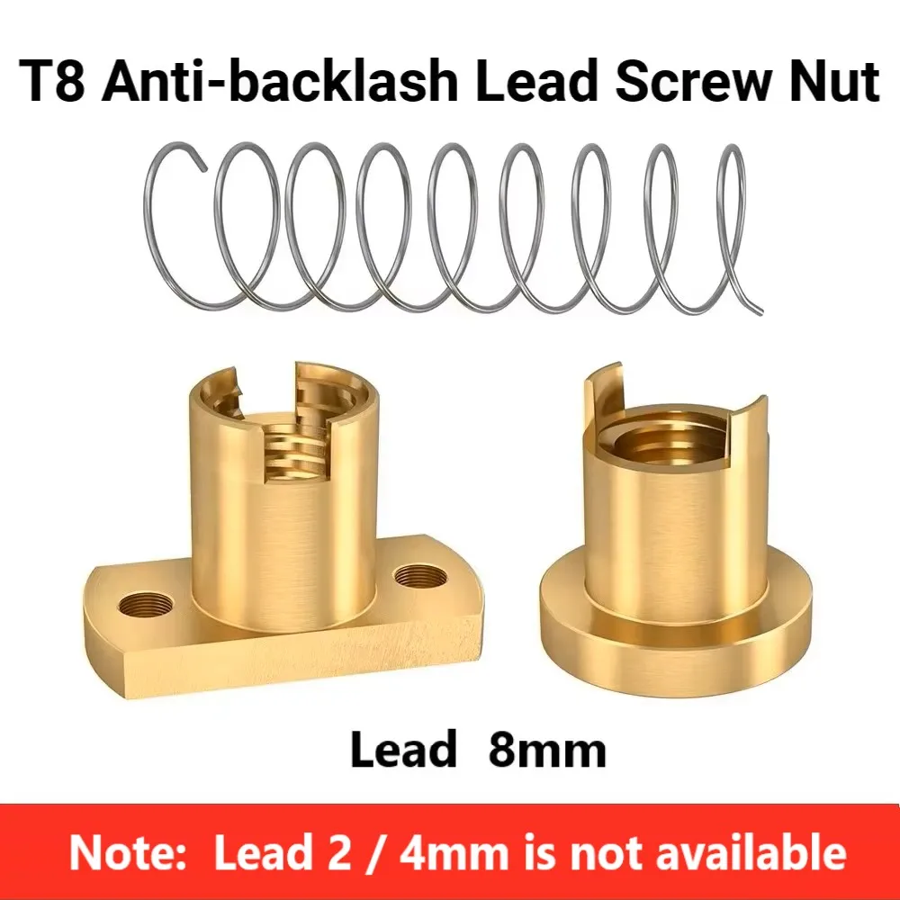 1/2/4 Sets Z Axis T8 Anti Backlash Spring Loaded Nut Elimination Gap Brass Nuts For Ender 3 3s Pro V2 CR-10 3D Printer Parts