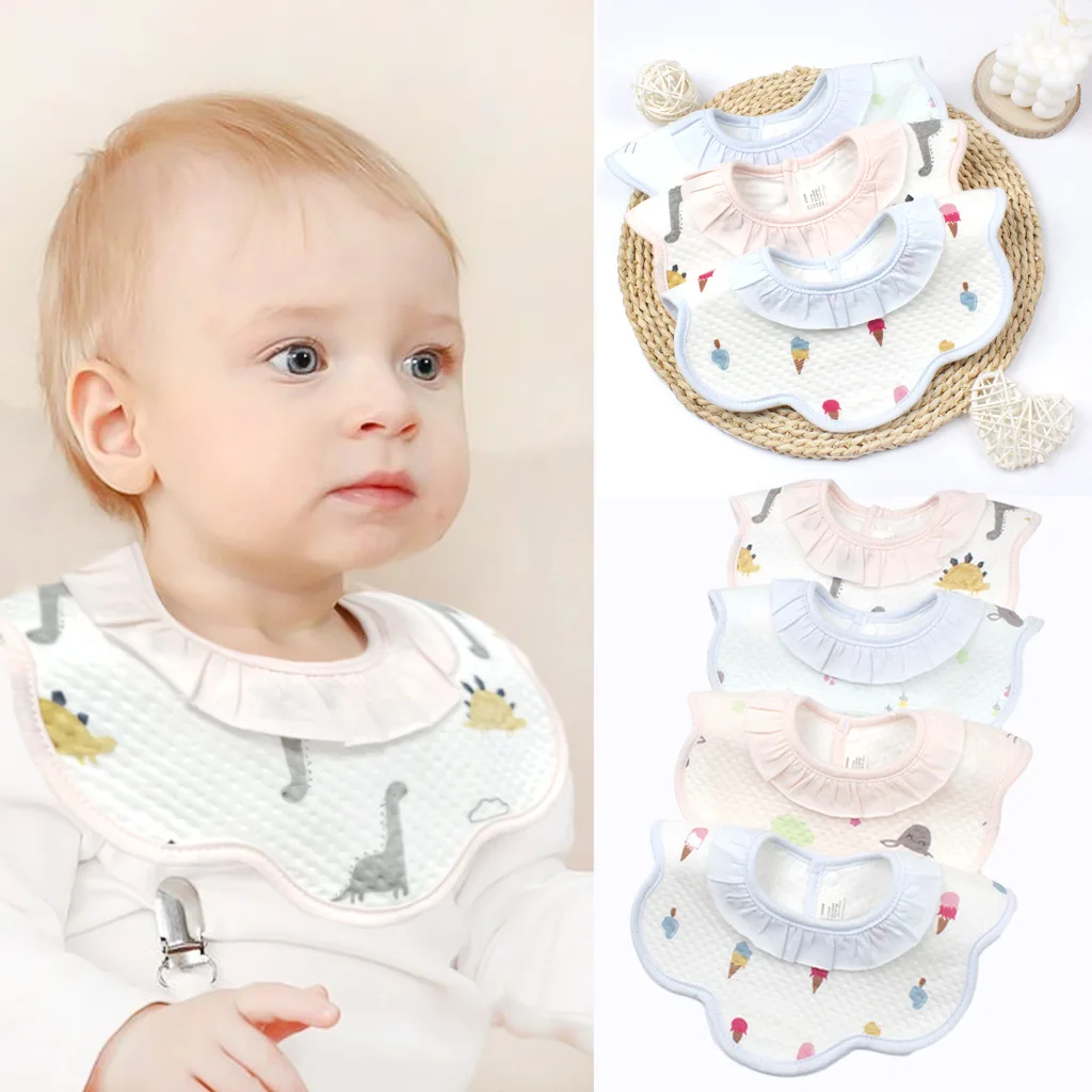 

Children's Products Baby Print 360 Degree Rotatable Lace Bib Drool Bib Baby Good-looking and Comfortable Drool Towel