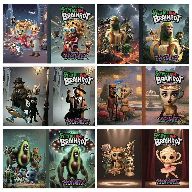 Álbum de cartões Italian Brainrot, 24 páginas com 9 prédios por página, livro protetor de cartão coletivo, TungTungTung Sahu, presente para crianças