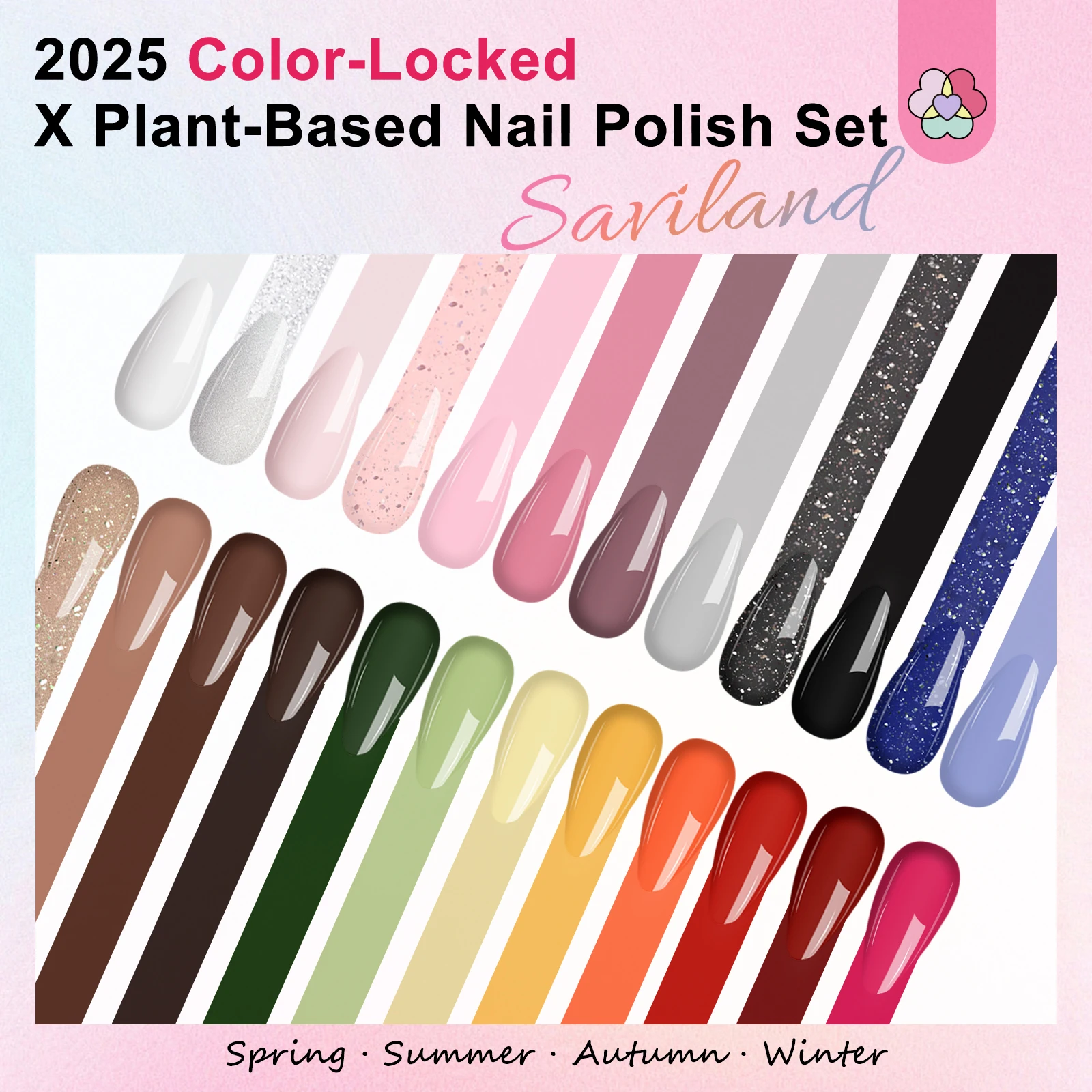 SAVILAND 24 couleurs ensemble de vernis à ongles séchage rapide Kit de vernis à ongles régulier paillettes rose rouge marron doigt en vrac vernis à ongles