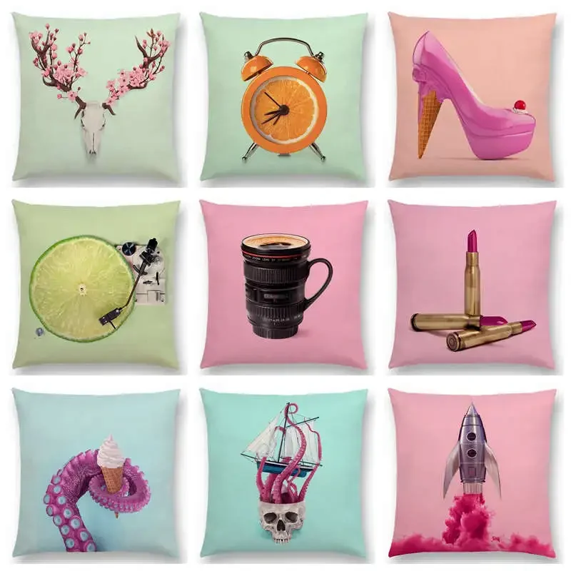 Funda de almohada para sofá, cubierta de cojín de Color rosa, decoración de sueño, colorido, fantasía, Sexy, fiesta, tacón alto