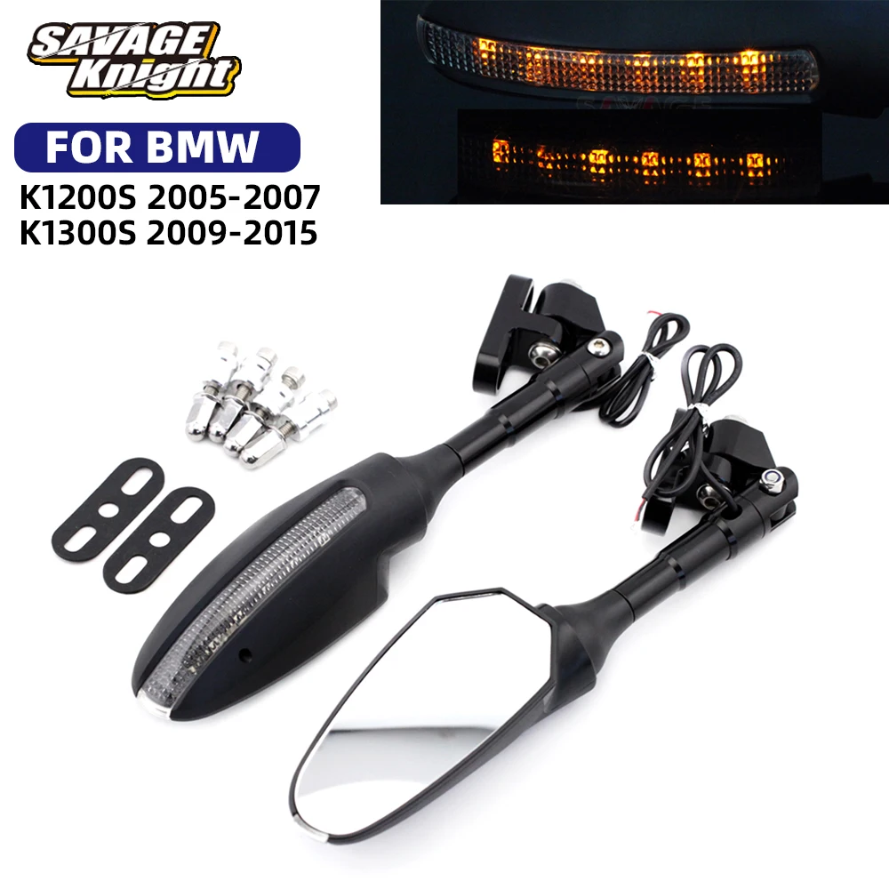 

New For BMW K1200S K1300S Rearview Mirrors LED Turn Signals Light K 1200S K1 300S Motorcycle Accessories Indicator Rear Mirrors