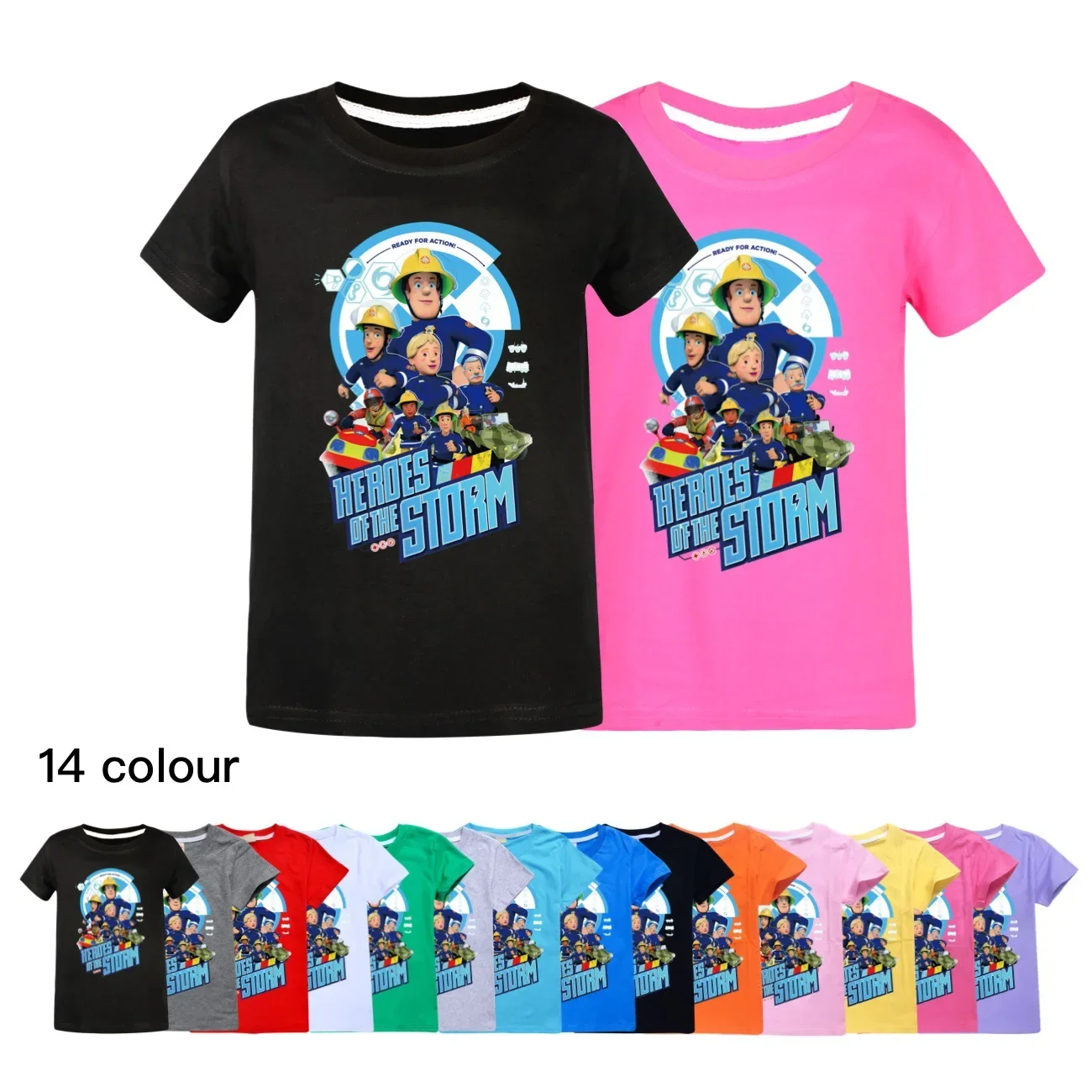 Cartoon FIRE MAN SAM TShirt Kids Firefighter Clothes Children Cotton T-shirt Boys Leisure Shirts Toddler Girls Short Sleeve Tops