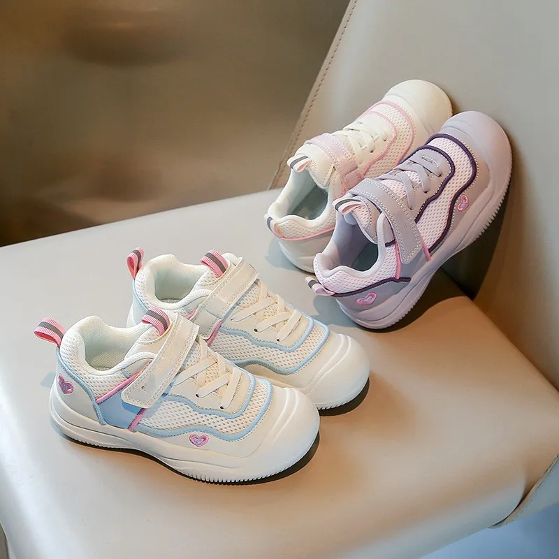 

New Girls Sneakers Breathable Mesh Cute Design Outdoor School Kids Sports Shoe Lightweight Comfortable Children Fashion Footwear