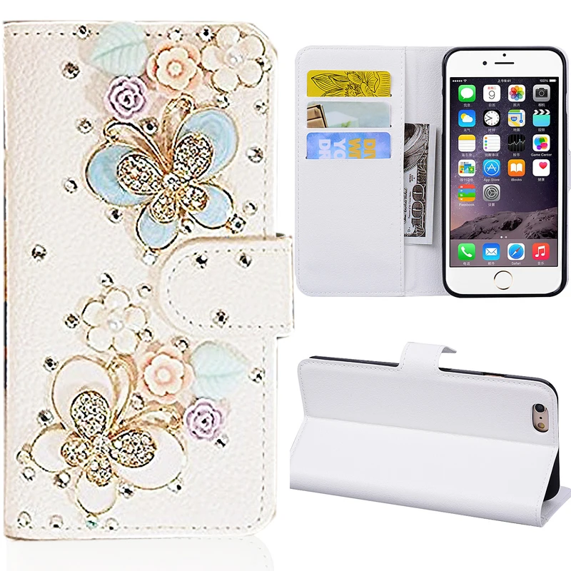 

Jewelled Leather Flip Cover Case for iPhone 14 15 Plus 11 12 13 Pro XS Max XR Top Quality Fashion Wallet Card Slot cross Design