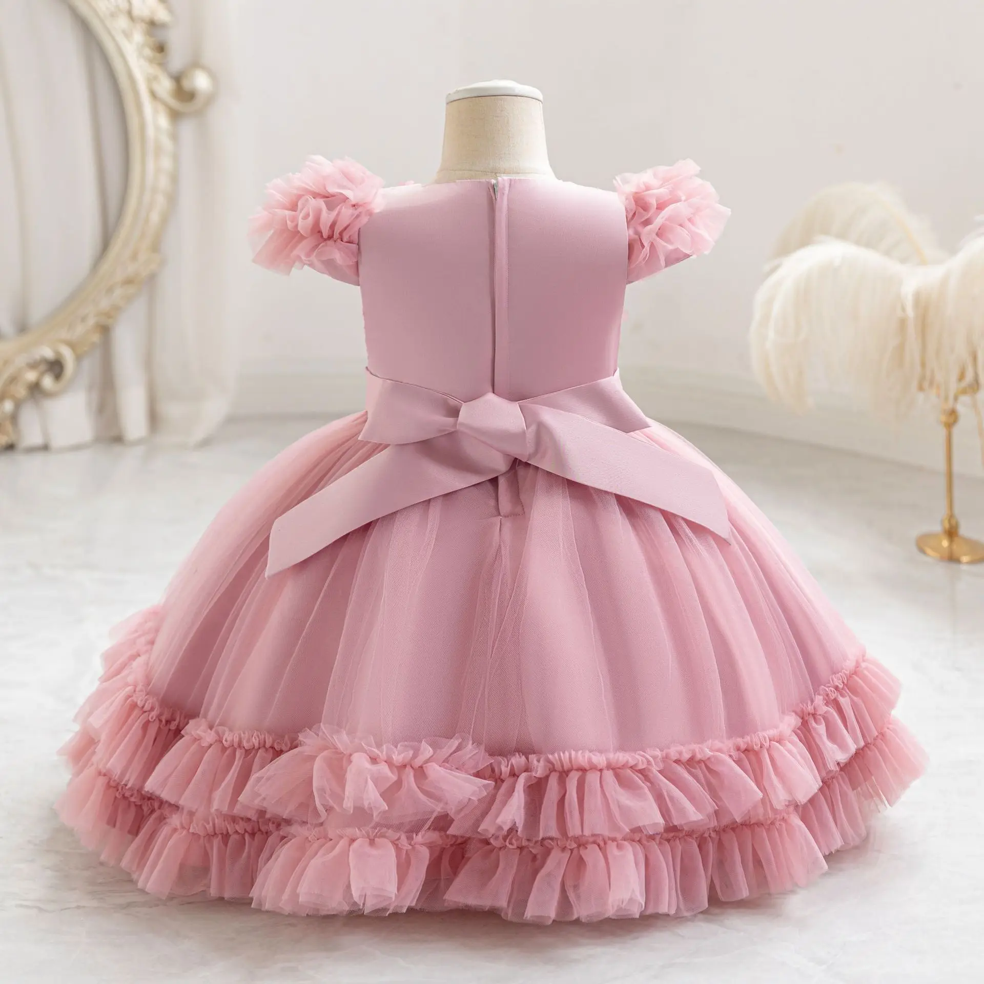 Fiona Toddler Baby Toddler 3D Flower Appliqued Birthday Party Formal Pageant Flower Girl Dress