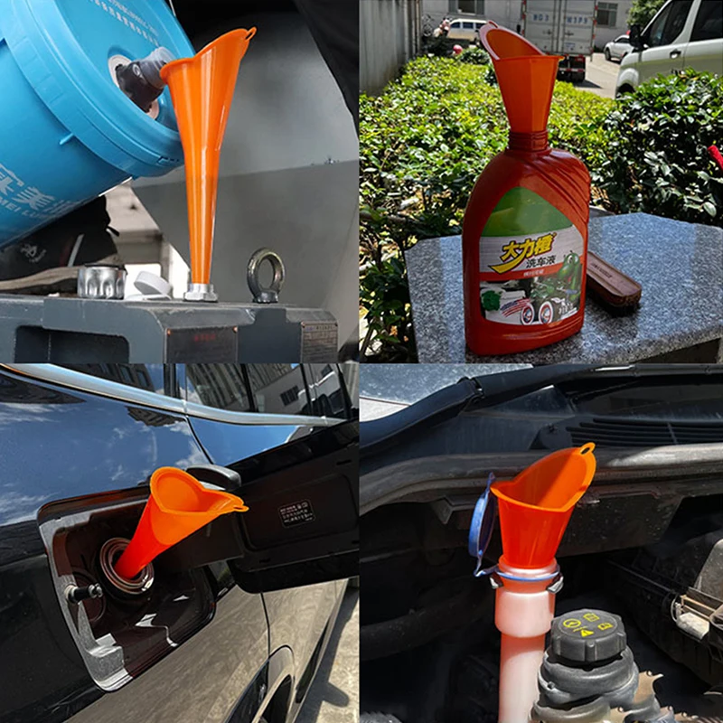 Car Long Stem Funnel Gasoline Oil Fuel Filling Tools Anti-splash Plastic Funnel Motorcycle Refueling Tools Auto Accessories