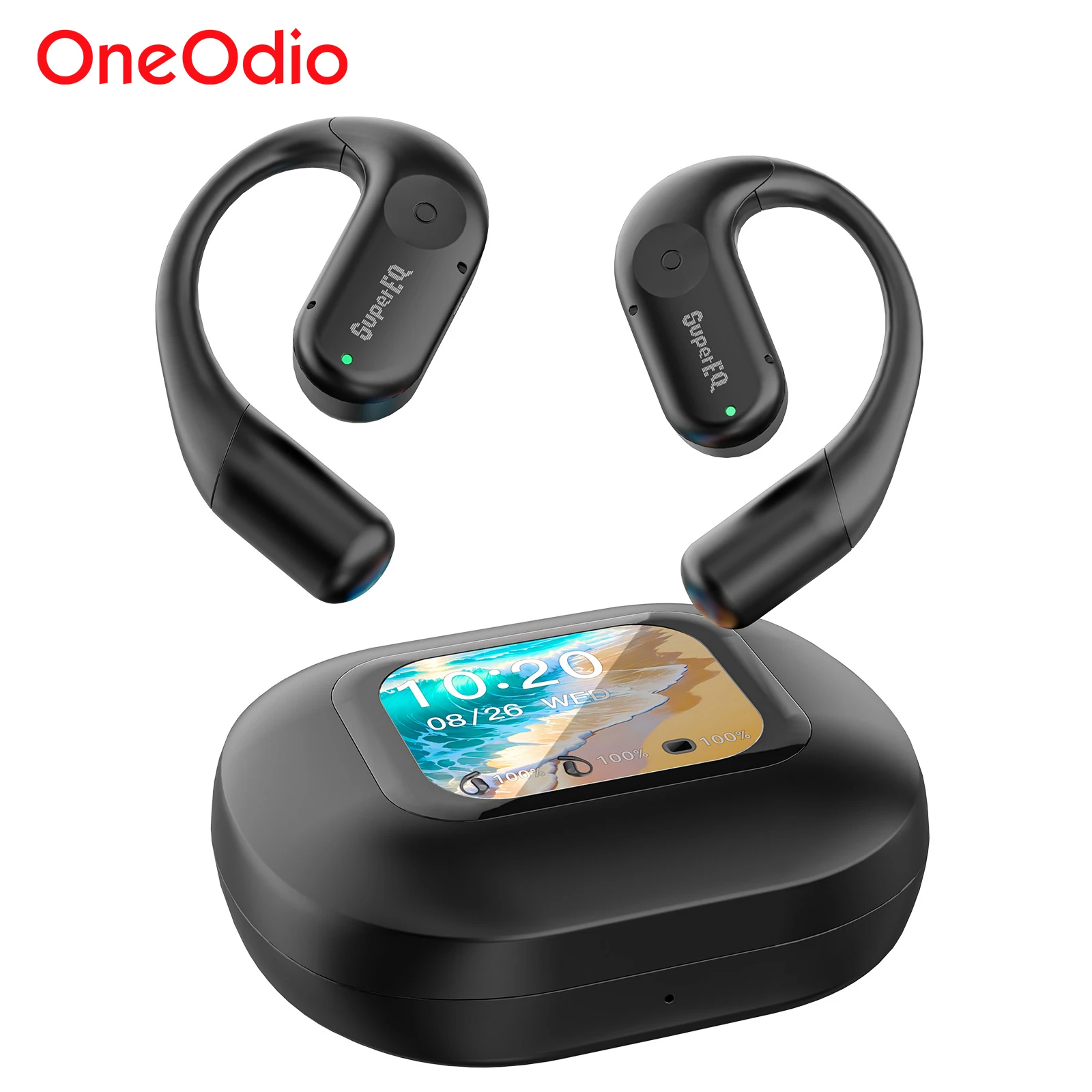 

Oneodio SuperEQ 801/802 Беспроводные Bluetooth-наушники с открытым ухом и светодиодным экраном, ушные крючки, наушники с воздушной проводимостью