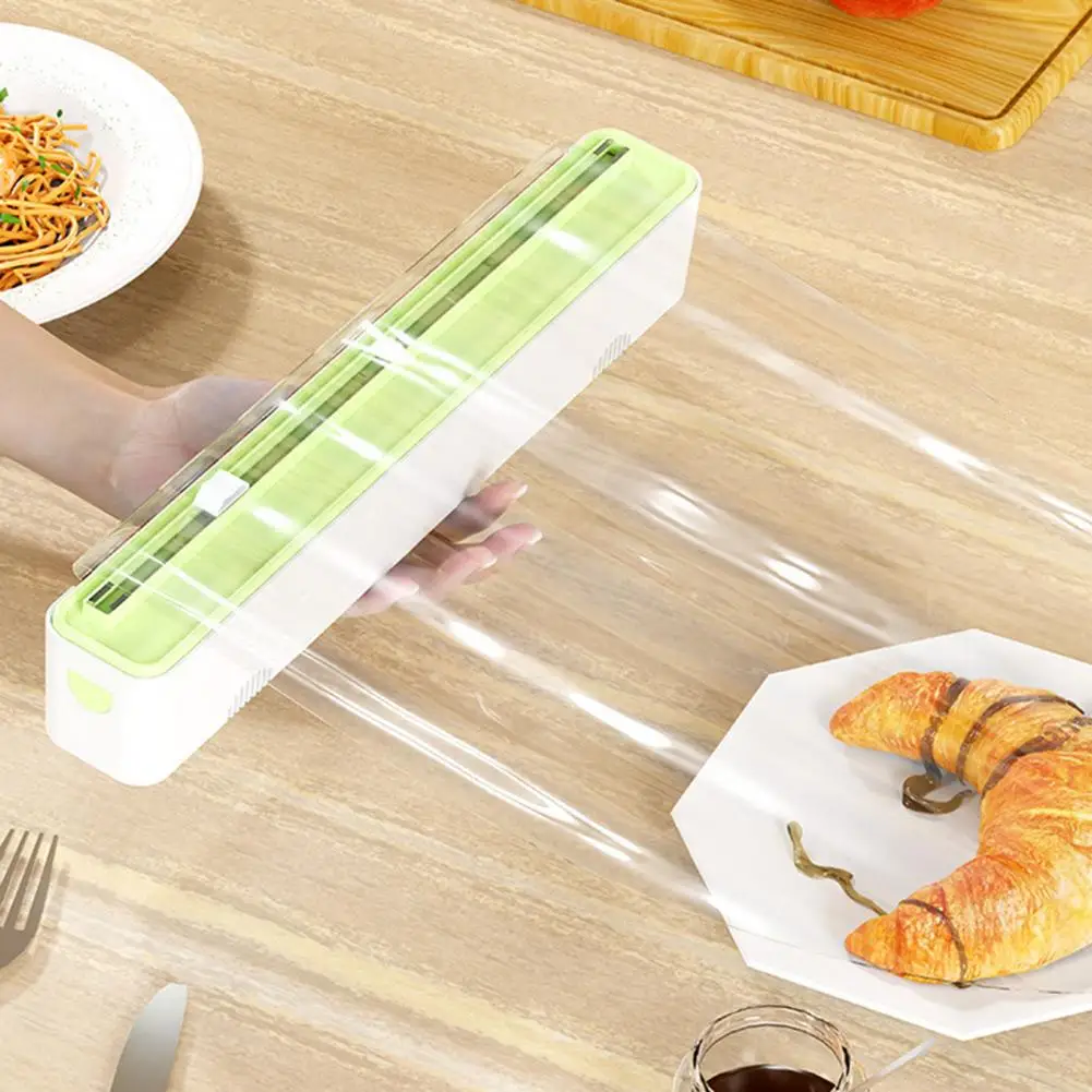 Plastic Wrap Cutter Wall-Mounted Dispenser Two-Way Sliding Cutter For Kitchen Food Clings Film Aluminum Foil Stretch Film Cutter