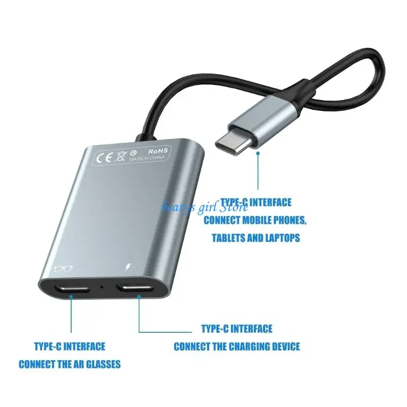 

C7AB Double Port AR Glasses Hub With Type C PD100 Fast Charging For Fast Connection