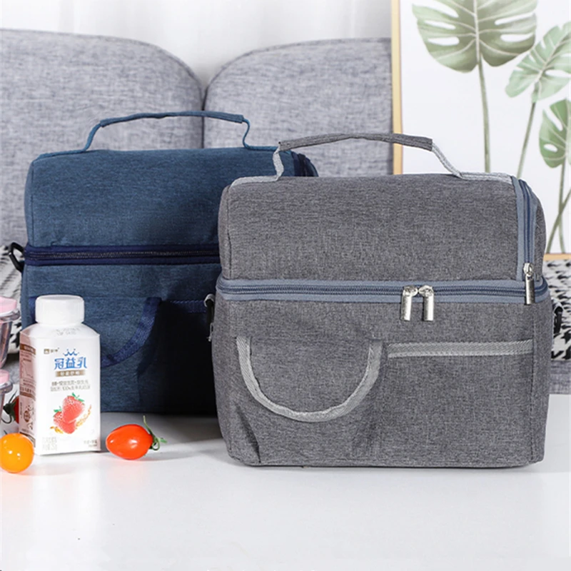 Borsa termica per il pranzo a doppio strato borsa da viaggio per Picnic isolata per alimenti Bento Box Cooler Storage Tote Pouch confezione per la
