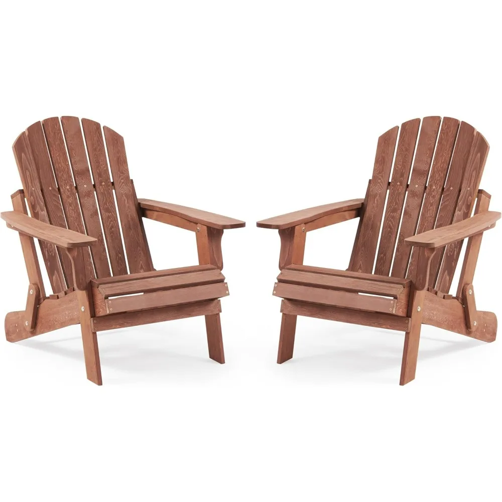 

Oversized Wooden Folding Adirondack Chair With Pre-Assembled Backrest And Seat Board, Lounge Chair For Outdoor Patio Garden Lawn