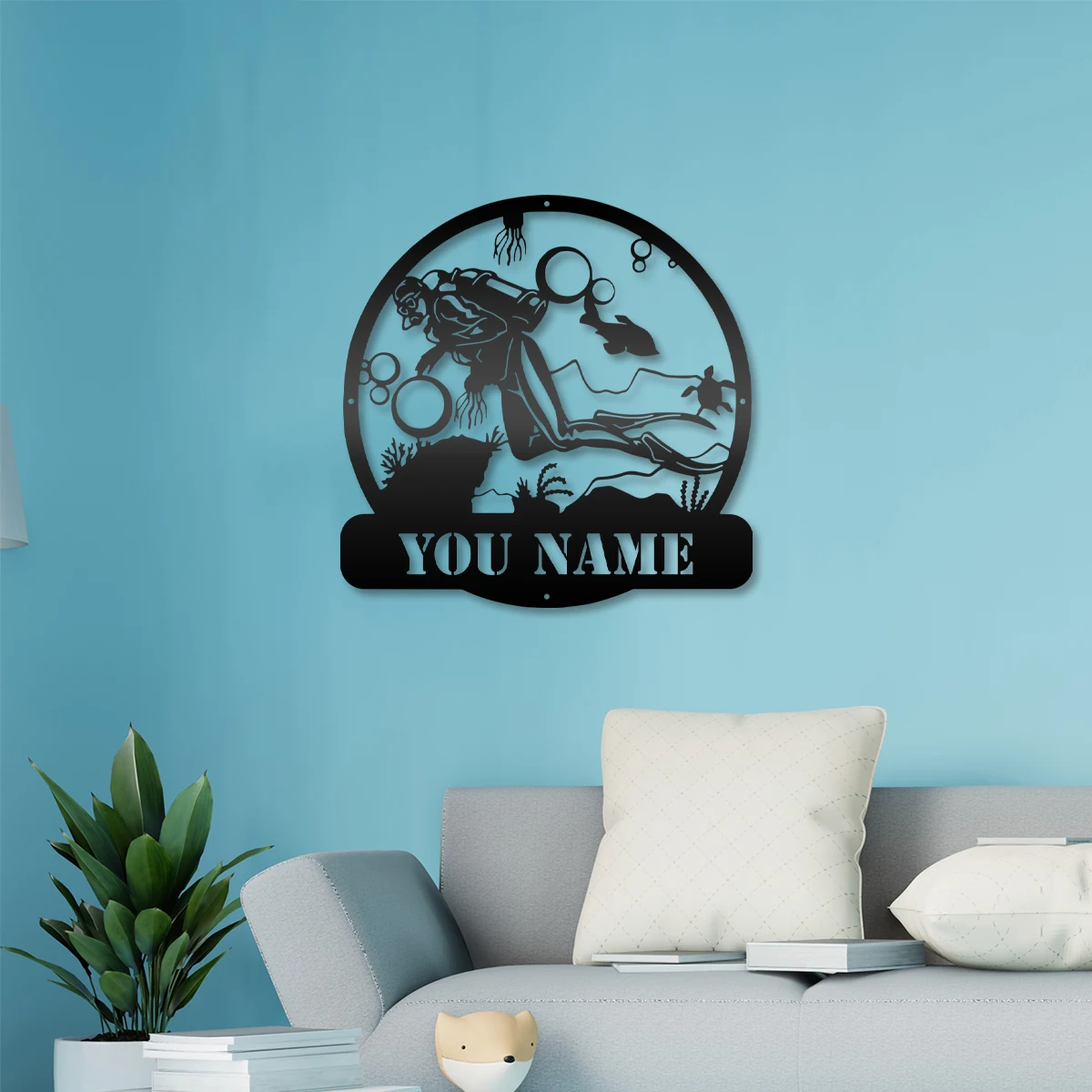 

1pc new diver Custom Name Metal Wall Signs Iron Wall Plaque For Kids Room Living Room Home Decor