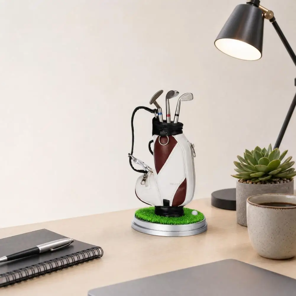 Personalized Desk Accessories Golf Pen Holder Set with Mini Golf Bag Organizer 3 Golf Club Pens Office Decor Unique for Men