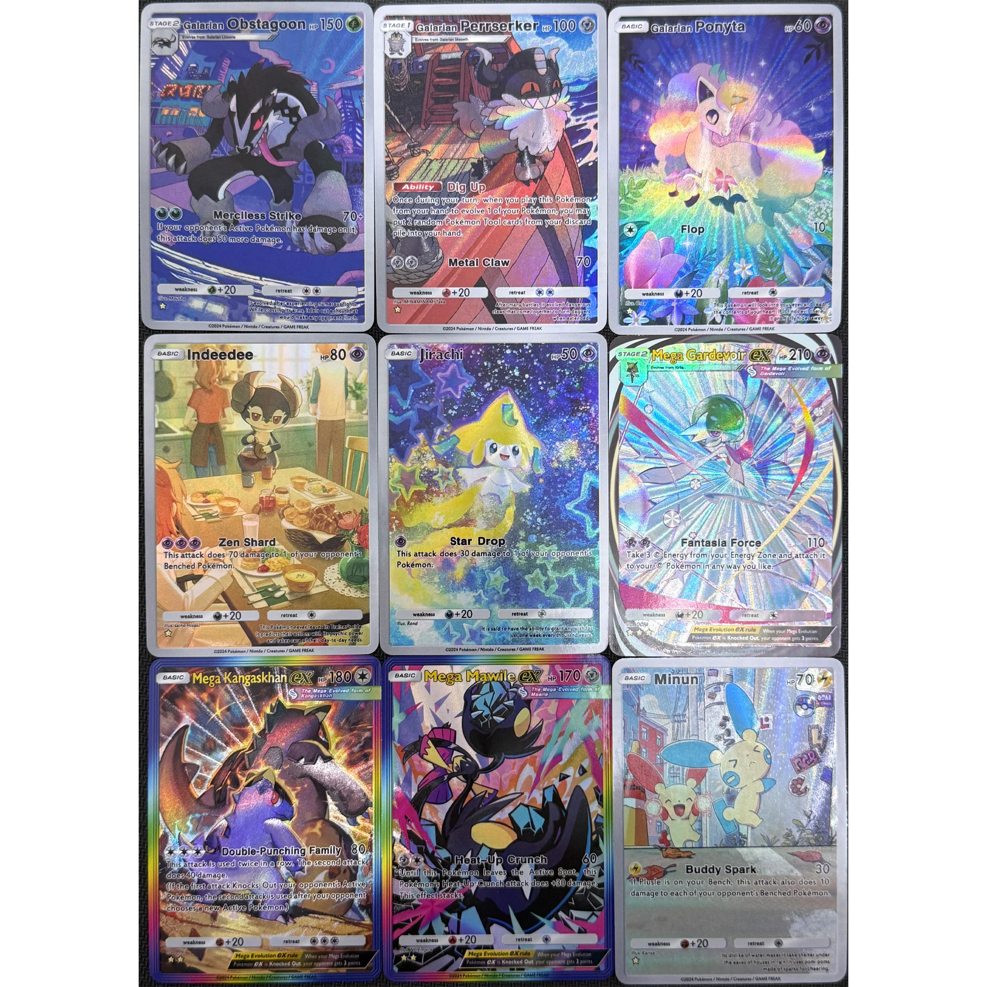 

9Pcs/set English Ptcg Gardevoir Jirachi Kangaskhan Ponyta Pocket Series Texture Flash Card Classic Game Anime Collection Card