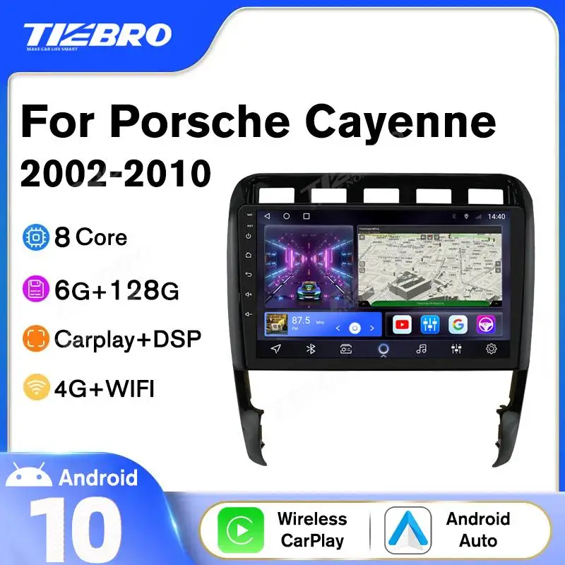 Tiebro Car Radio For Porsche Cayenne 2002-2010 2 DIN Android10 Car Multimedia Video Player Radio Automotive Carplay DSP No 2DIN